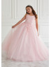 Cape Sleeves Pink 3D Flowers Lace Tulle Sparkly Flower Girl Dress